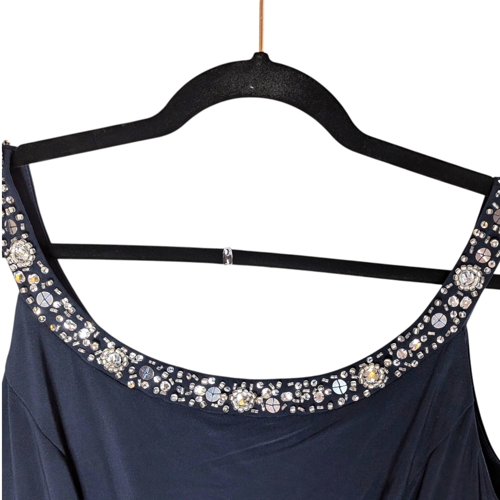 Alex Evenings Sleeveless Evening Dress Elegant Flowing Formal Beaded Neckline - Picture 11 of 16